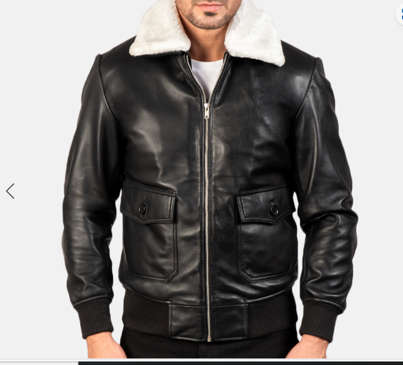 Airin G-1 Black & White Leather Bomber Jacket