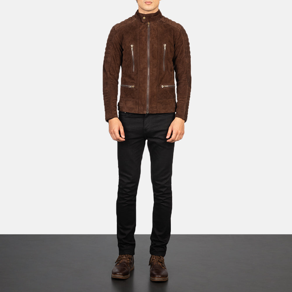 Damian Mocha Suede Biker Jacket