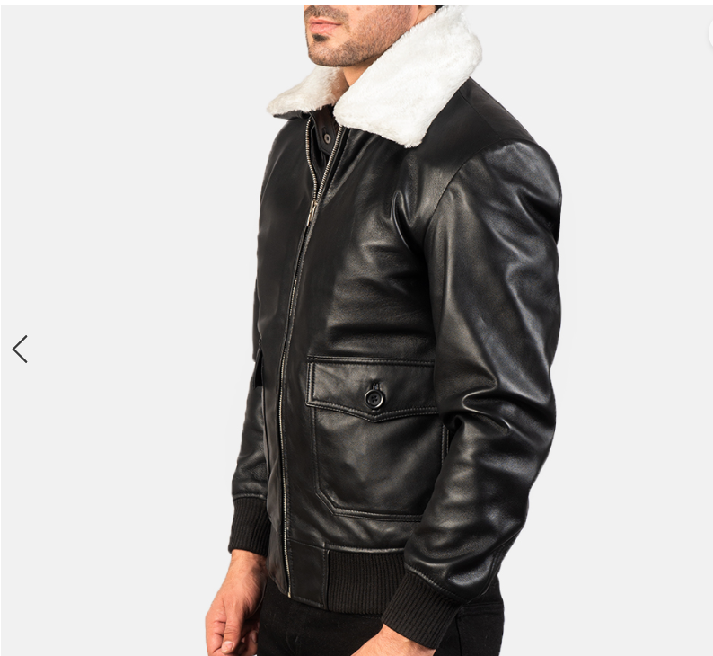 Airin G-1 Black & White Leather Bomber Jacket