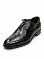 Handmade Croc Black Wholecut Oxford Shoes – Premium Genuine Leather Formal Dress Shoes