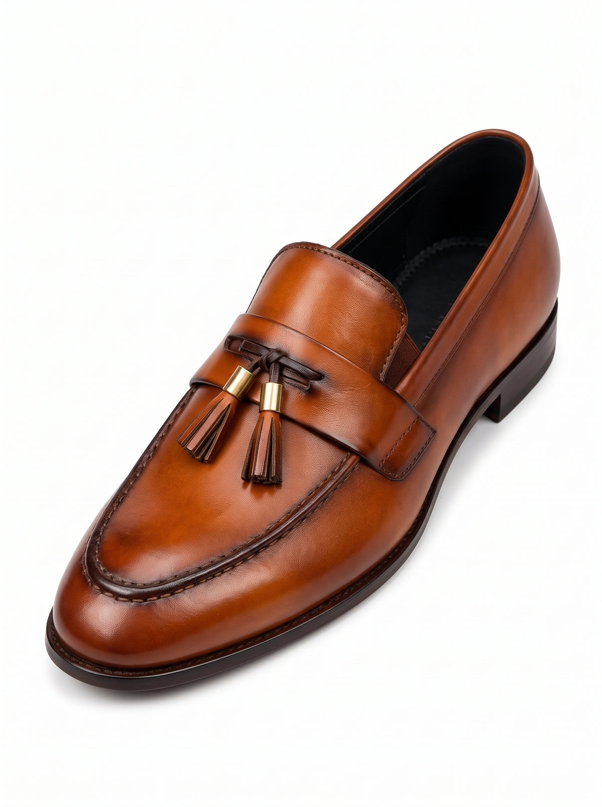 Handcrafted Tan Tassel Leather Loafers – Premium Formal Slip-On Shoes for Men