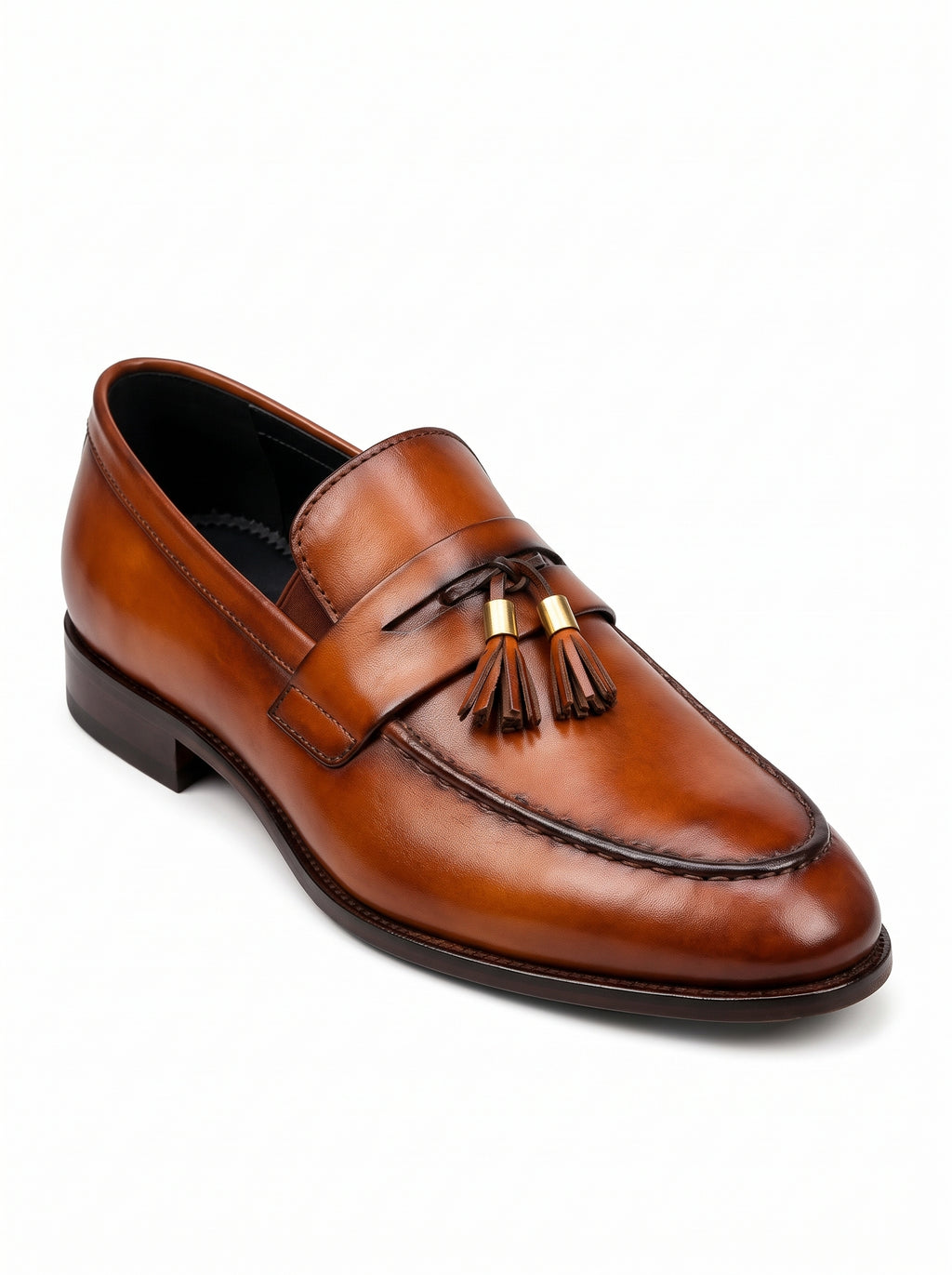 Handcrafted Tan Tassel Leather Loafers – Premium Formal Slip-On Shoes for Men