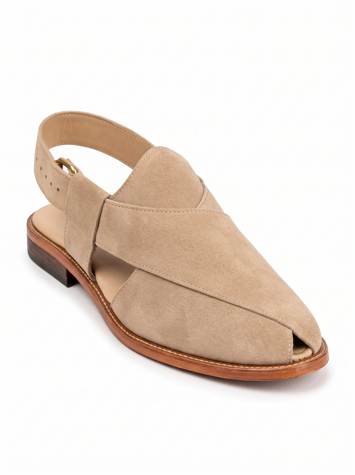 Premium White Suede Peshawari Chappal – Handcrafted Casual Slip-On Shoes for Men