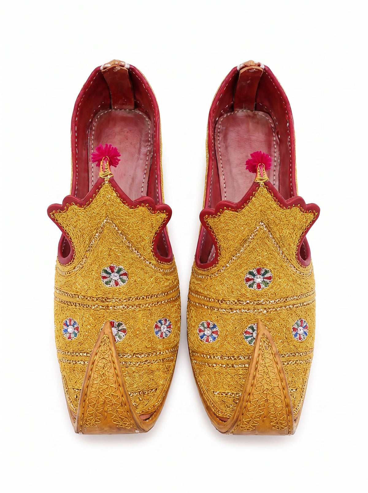 Taj Khussa Tilla Fancy Leather (Customized)– Gold & Silver Embroidery (Premium Handmade)