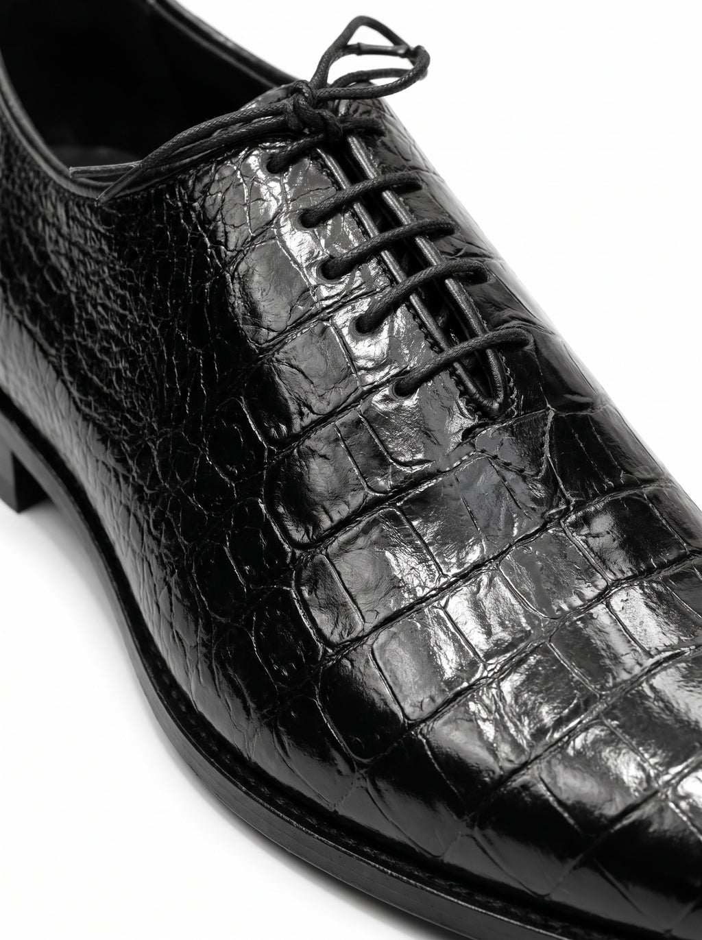 Handmade Croc Black Wholecut Oxford Shoes – Premium Genuine Leather Formal Dress Shoes