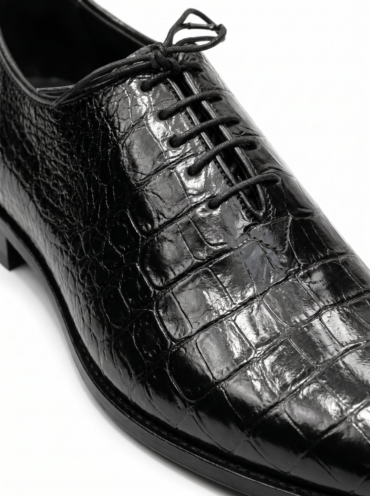 Handmade Croc Black Wholecut Oxford Shoes – Premium Genuine Leather Formal Dress Shoes