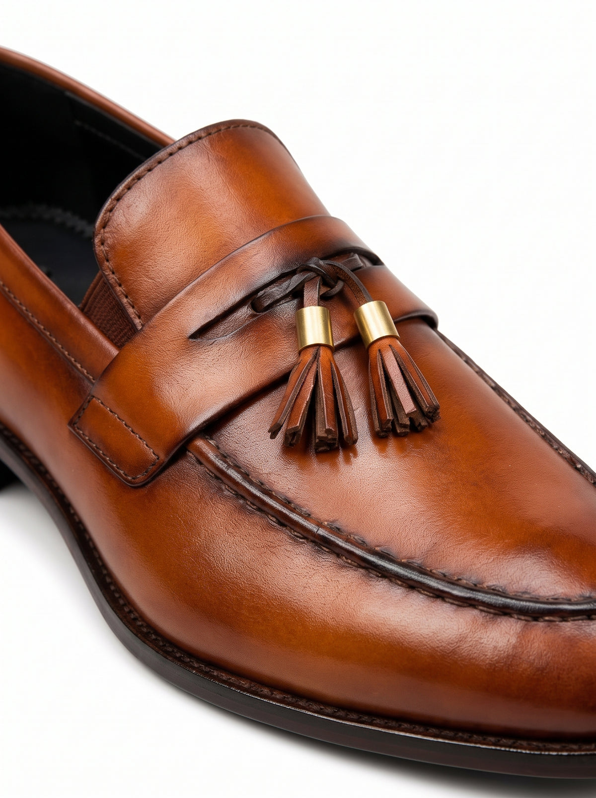 Handcrafted Tan Tassel Leather Loafers – Premium Formal Slip-On Shoes for Men