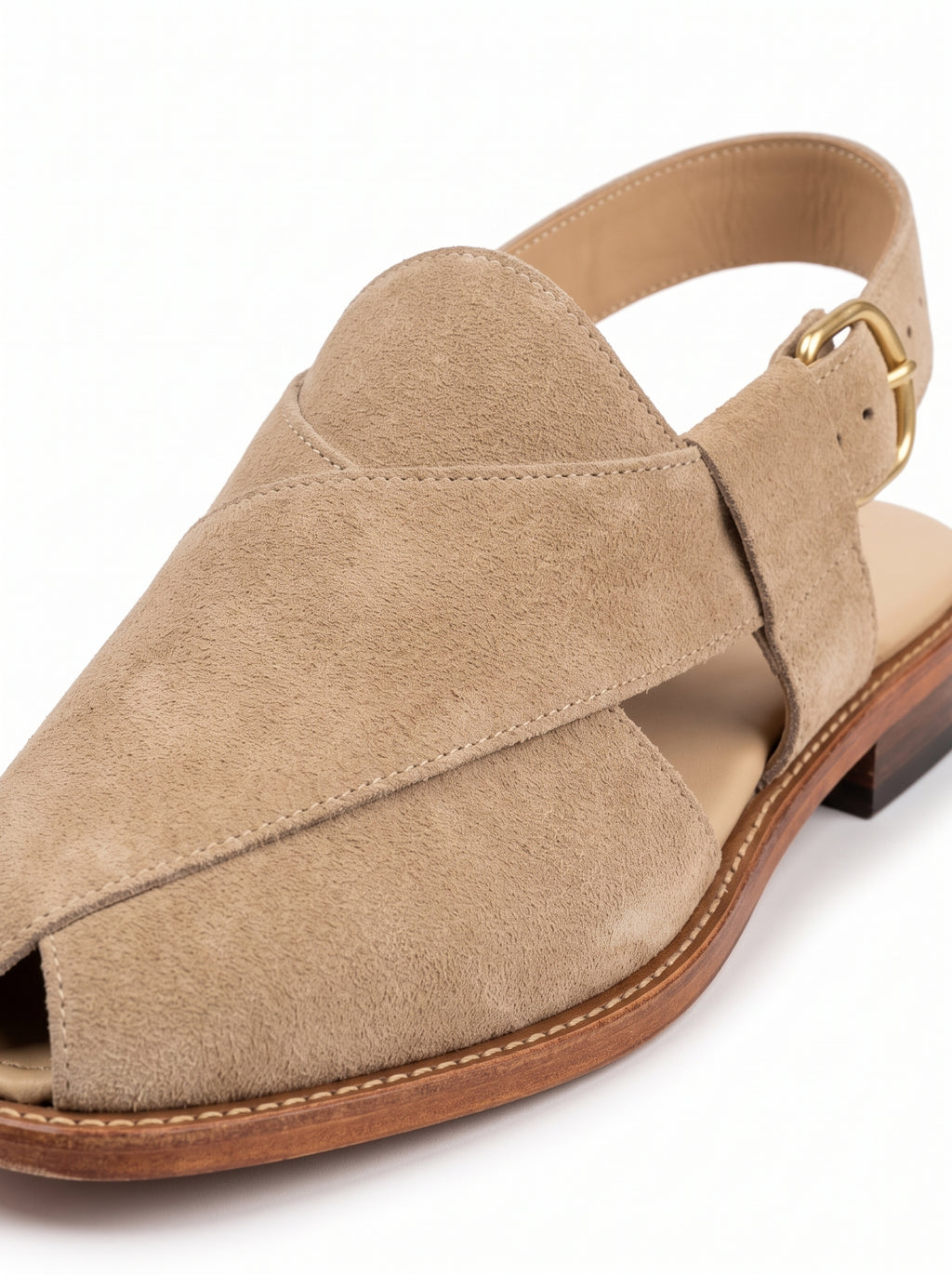 Premium White Suede Peshawari Chappal – Handcrafted Casual Slip-On Shoes for Men