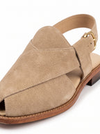 Premium White Suede Peshawari Chappal – Handcrafted Casual Slip-On Shoes for Men