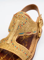 Peshawari Tilla Karhai Chappal – Gold & Silver Embroidery (Premium Handmade)