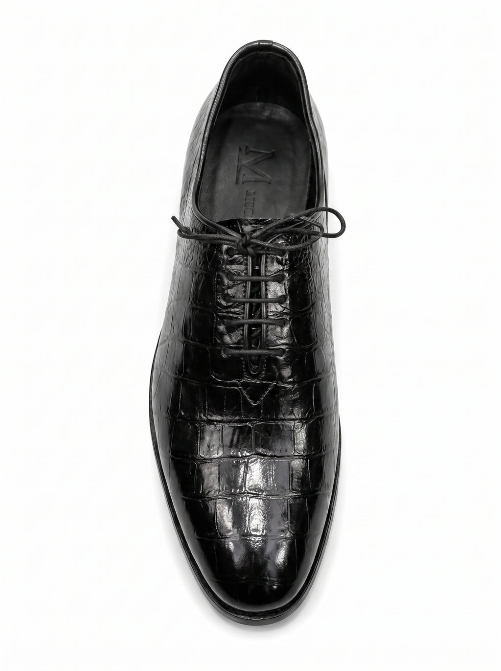 Handmade Croc Black Wholecut Oxford Shoes – Premium Genuine Leather Formal Dress Shoes