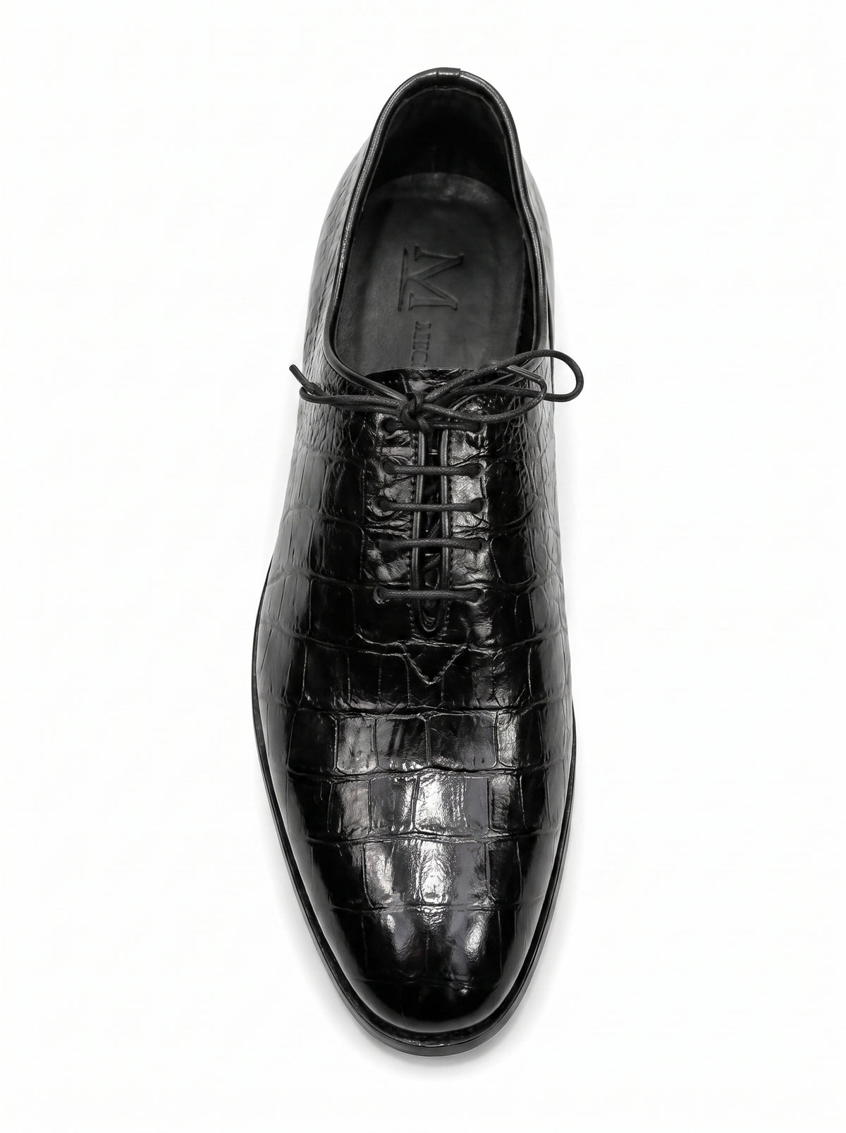 Handmade Croc Black Wholecut Oxford Shoes – Premium Genuine Leather Formal Dress Shoes