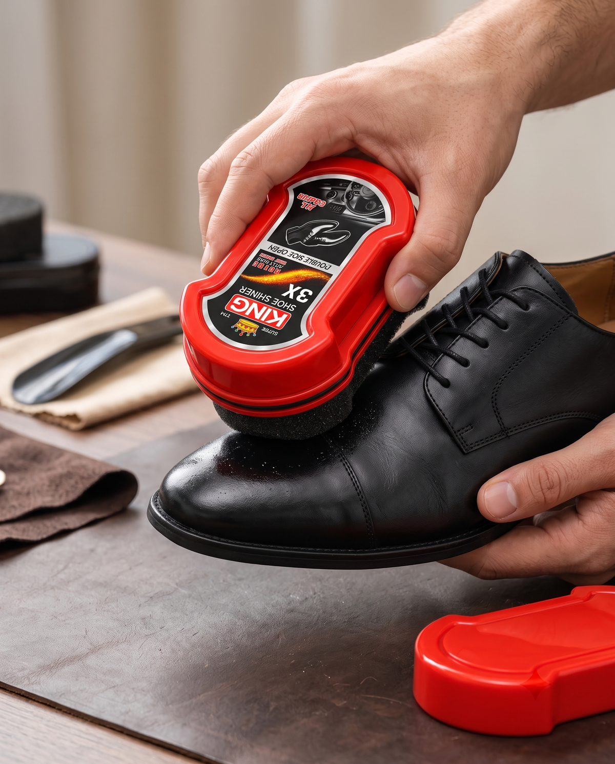 Red King Double-Sided Shoe Shiner – Instant Shoe Shine Sponge