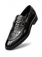 Luxury Croc-Embossed Buckle Leather Loafers – Handcrafted Premium Slip-On Shoes for Men