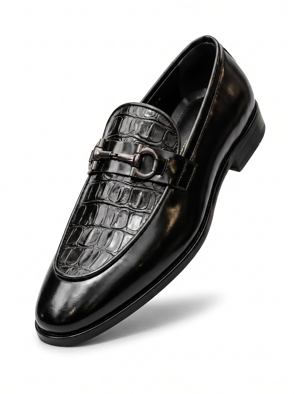 Luxury Croc-Embossed Buckle Leather Loafers – Handcrafted Premium Slip-On Shoes for Men