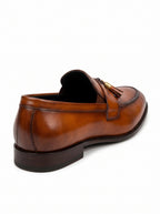 Handcrafted Tan Tassel Leather Loafers – Premium Formal Slip-On Shoes for Men