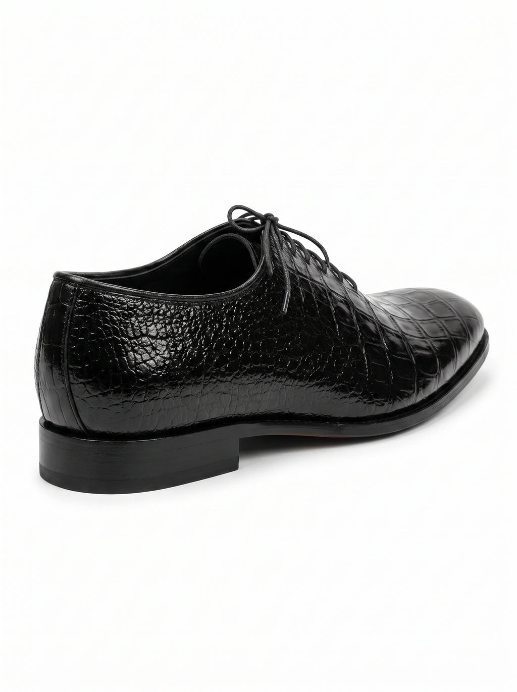 Handmade Croc Black Wholecut Oxford Shoes – Premium Genuine Leather Formal Dress Shoes