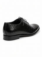 Handmade Croc Black Wholecut Oxford Shoes – Premium Genuine Leather Formal Dress Shoes