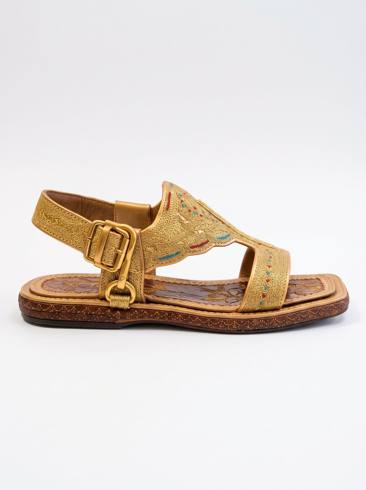 Peshawari Tilla Karhai Chappal – Gold & Silver Embroidery (Premium Handmade)