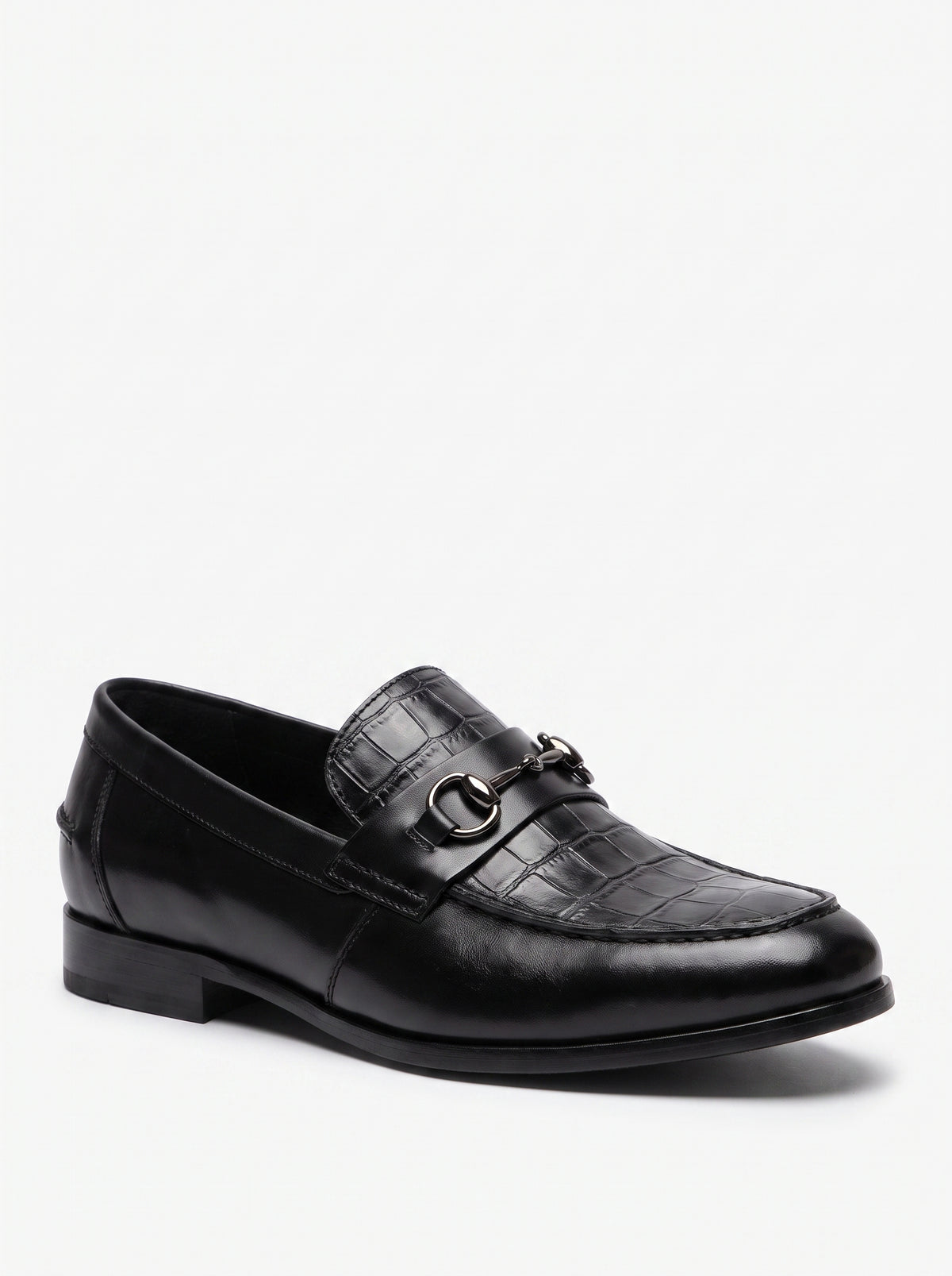 Luxury Croc-Embossed Buckle Leather Loafers – Handcrafted Premium Slip-On Shoes for Men