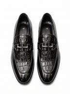 Luxury Croc-Embossed Buckle Leather Loafers – Handcrafted Premium Slip-On Shoes for Men