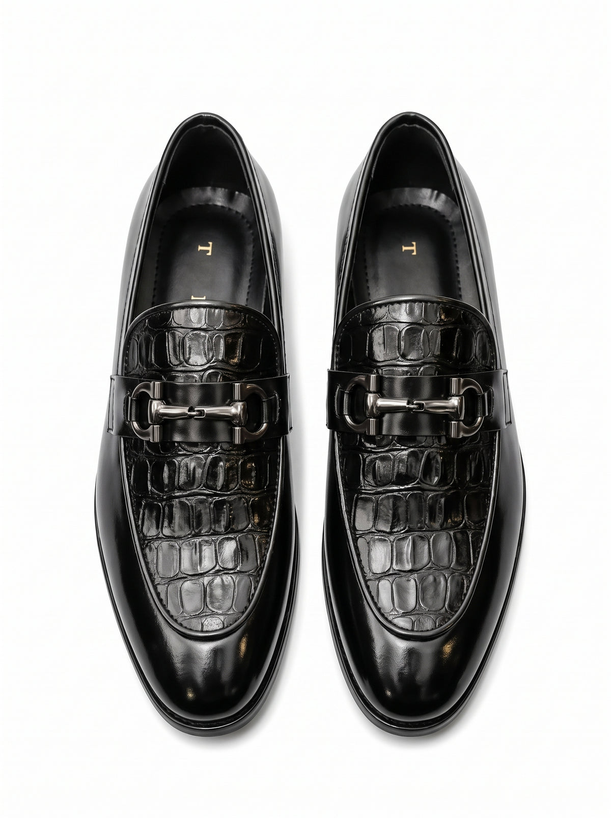 Luxury Croc-Embossed Buckle Leather Loafers – Handcrafted Premium Slip-On Shoes for Men