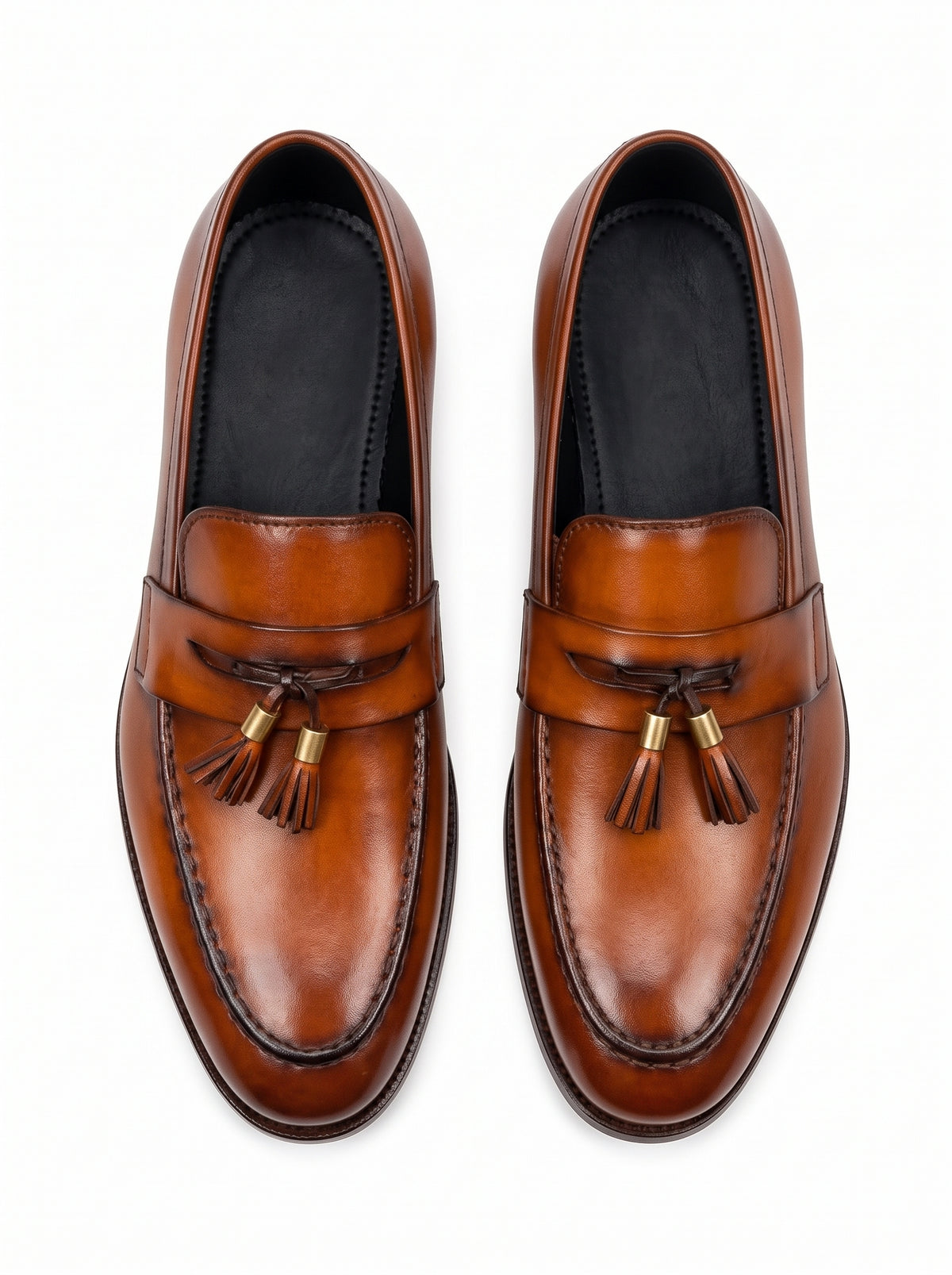 Handcrafted Tan Tassel Leather Loafers – Premium Formal Slip-On Shoes for Men