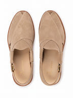 Premium White Suede Peshawari Chappal – Handcrafted Casual Slip-On Shoes for Men