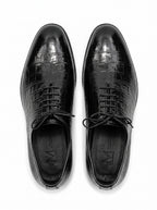 Handmade Croc Black Wholecut Oxford Shoes – Premium Genuine Leather Formal Dress Shoes