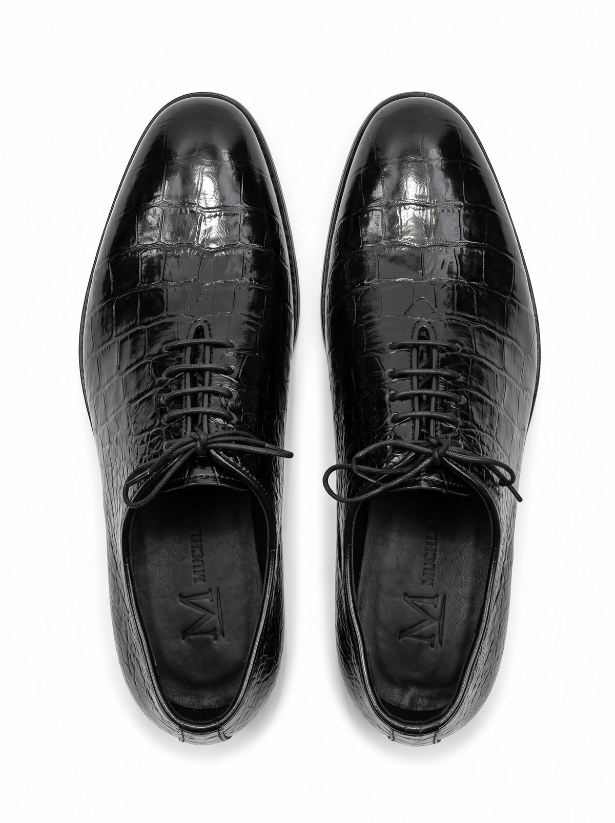 Handmade Croc Black Wholecut Oxford Shoes – Premium Genuine Leather Formal Dress Shoes