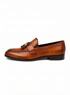 Handcrafted Tan Tassel Leather Loafers – Premium Formal Slip-On Shoes for Men