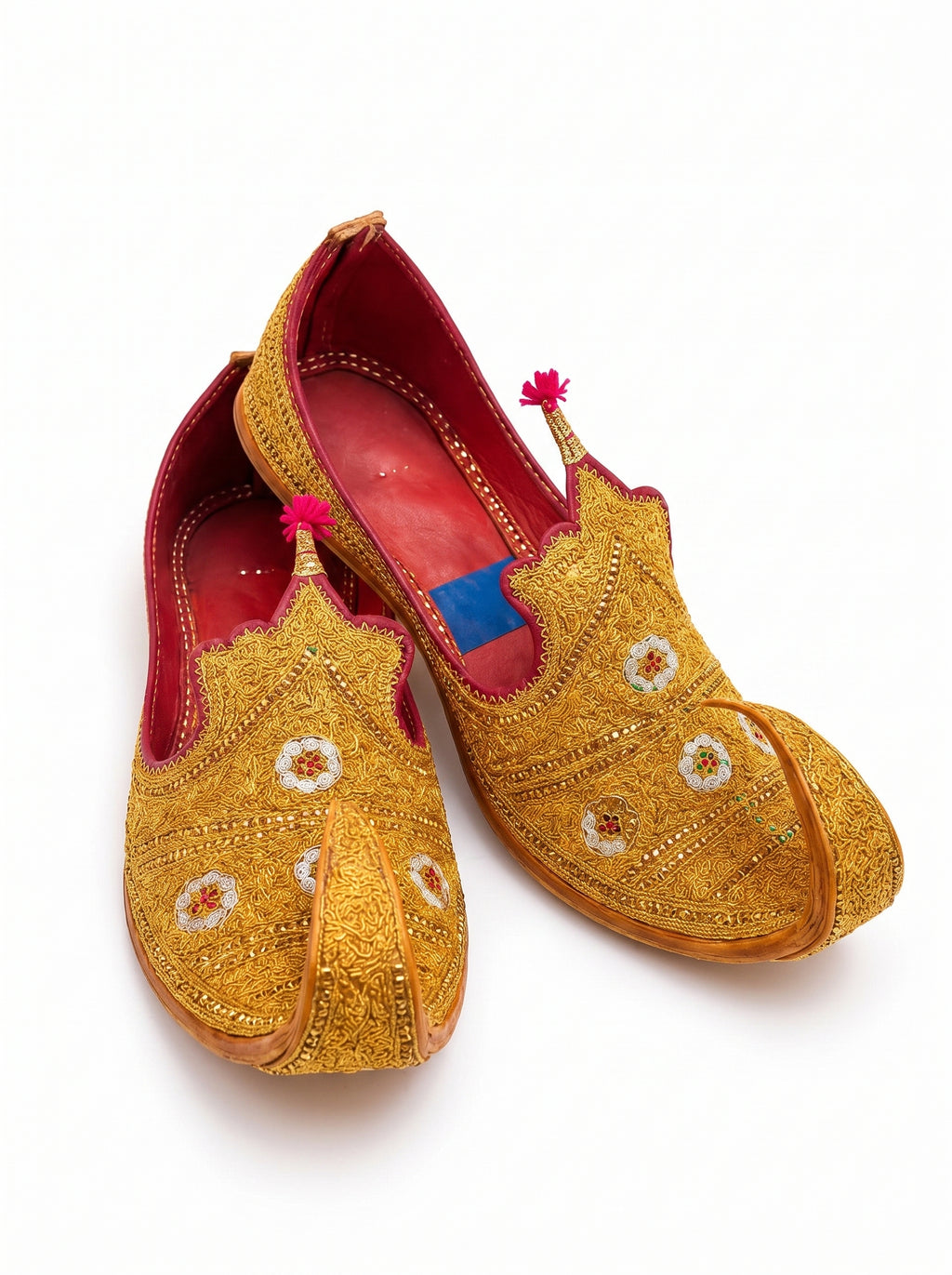 Taj Khussa Tilla Fancy Leather (Customized)– Gold & Silver Embroidery (Premium Handmade)
