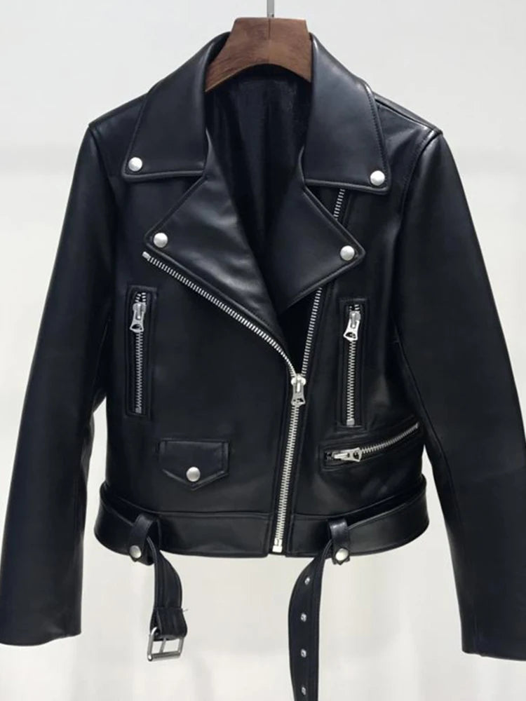 Faisor Distressed Black Leather Biker Jacket