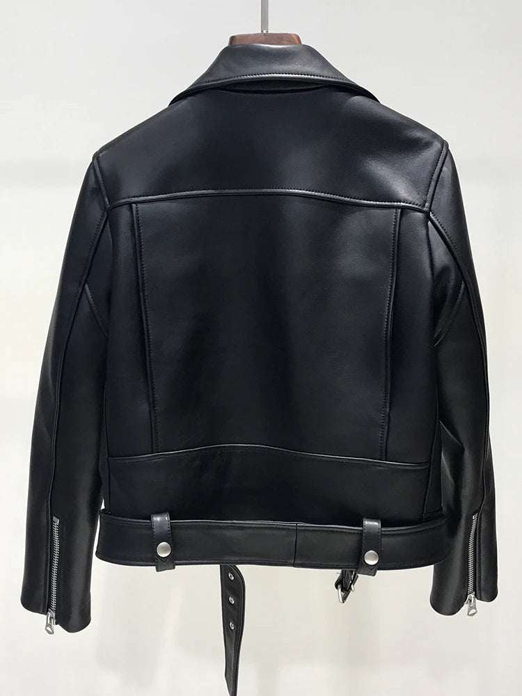 Faisor Distressed Black Leather Biker Jacket