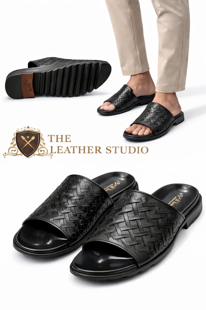 Premium Leather Slippers – Soft Cushion Comfort (Daily Wear)
