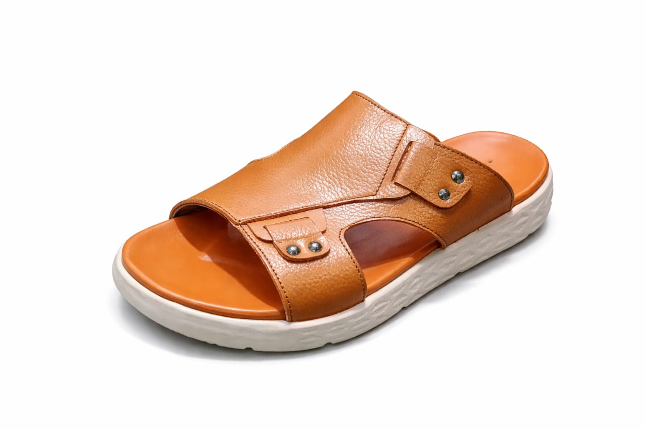 Premium Leather Slippers – Soft Cushion Comfort (Daily Wear)