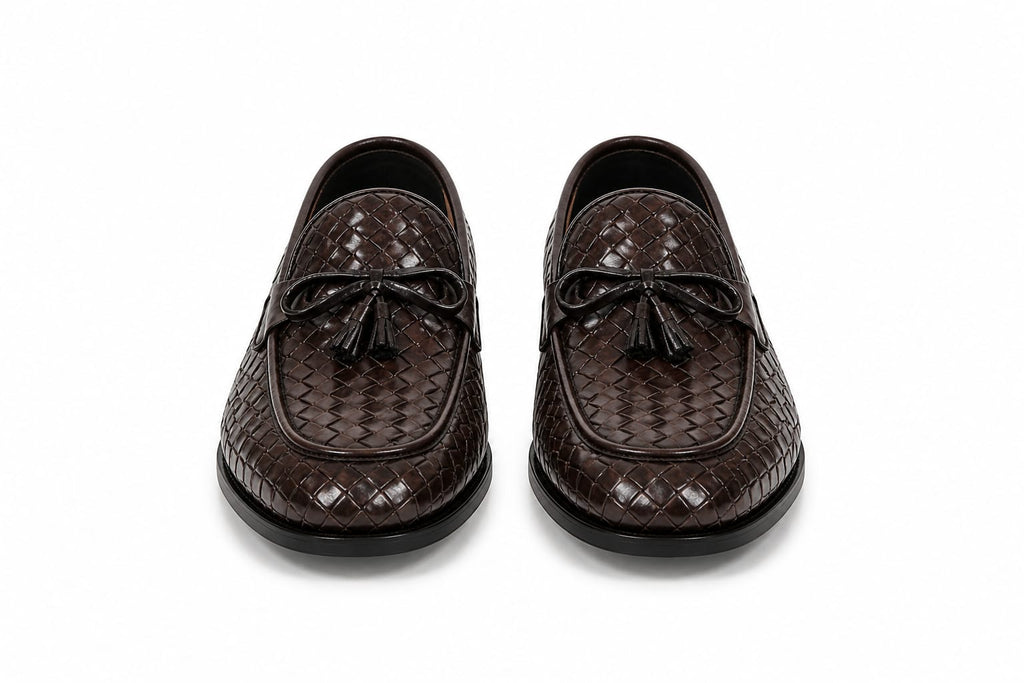Premium Handwoven Leather Loafers – Tassel Design Slip-On (Comfort Fit)