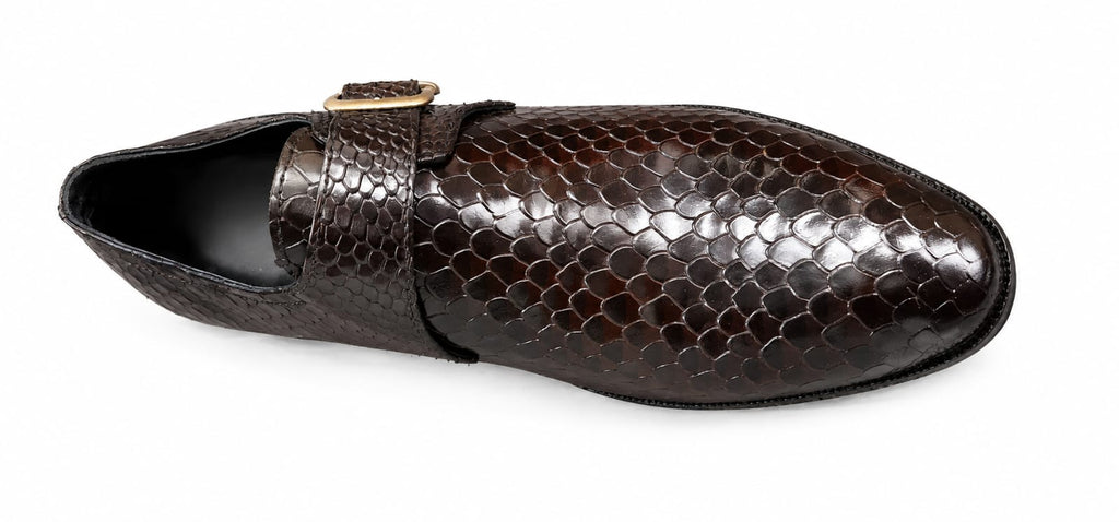 Midnight Python Leather  Monk Strap Shoes – Genuine Leather (Formal Wear)