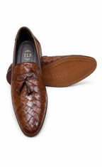 Premium Handwoven Leather Loafers – Tassel Design Slip-On (Customized)