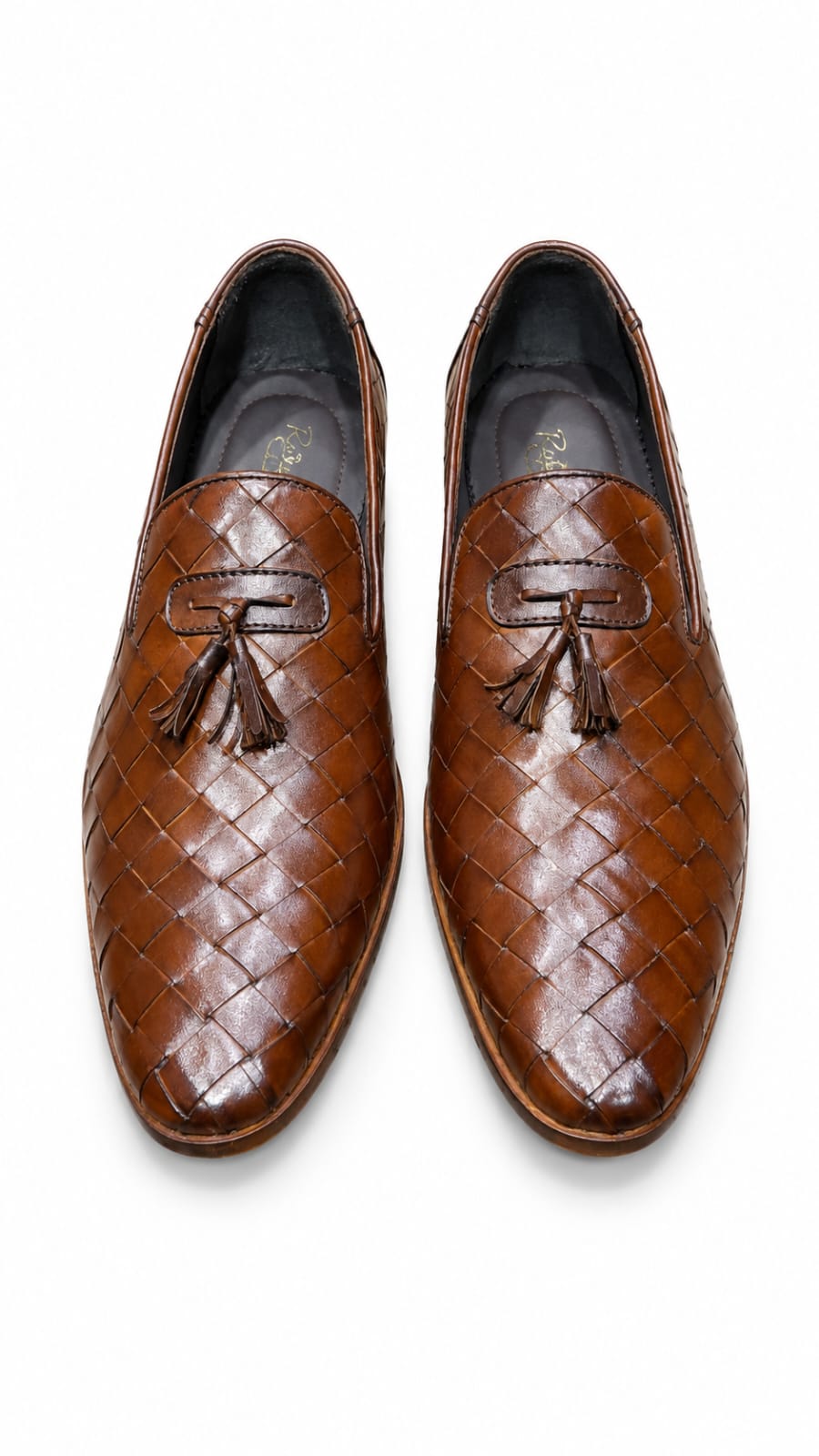 Premium Handwoven Leather Loafers – Tassel Design Slip-On (Customized)