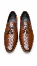 Premium Handwoven Leather Loafers – Tassel Design Slip-On (Customized)