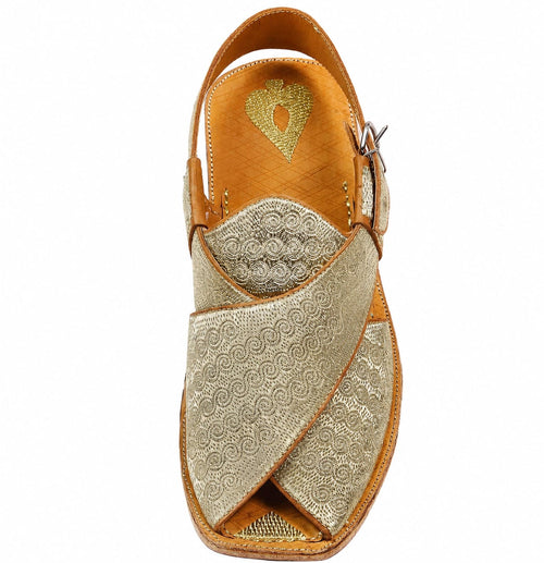 Fancy Peshawari Kohati Special Tilla Work Kheri –(Customized) Handmade Traditional Leather Sandal