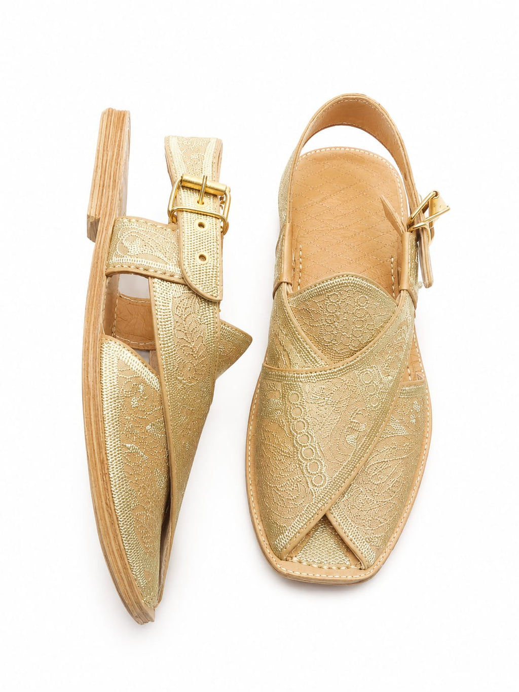 Fancy Peshawari Kohati Special Tilla Work Kheri –(Customized) Handmade Traditional Leather Sandal
