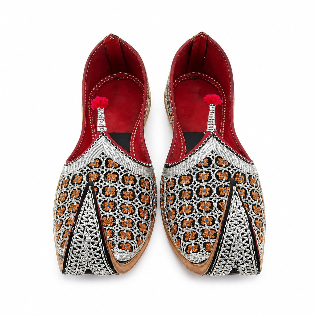 Khussa Tilla Taj Special  Fancy Leather (Customized)– Gold & Silver Embroidery ( Handmade)