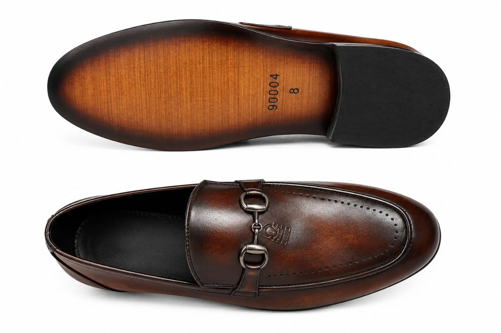 Handcrafted Brown Horsebit Leather Loafers – Premium Formal Slip-On Shoes for Men