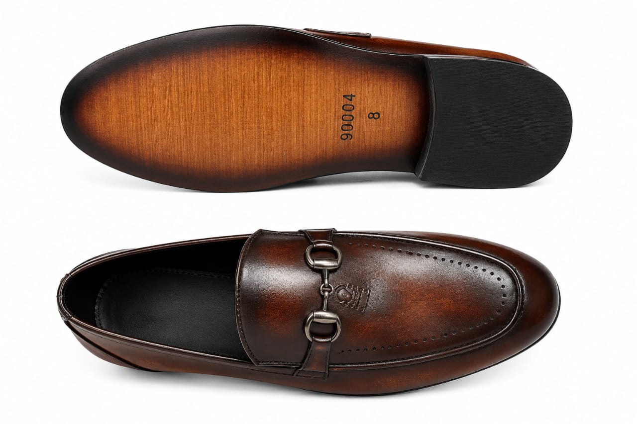Handcrafted Brown Horsebit Leather Loafers – Premium Formal Slip-On Shoes for Men