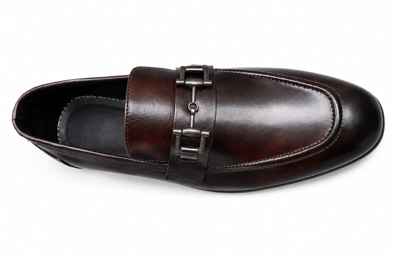 Premium Dark Brown Horsebit Leather Loafers – Handcrafted Formal Slip-On Shoes for Men