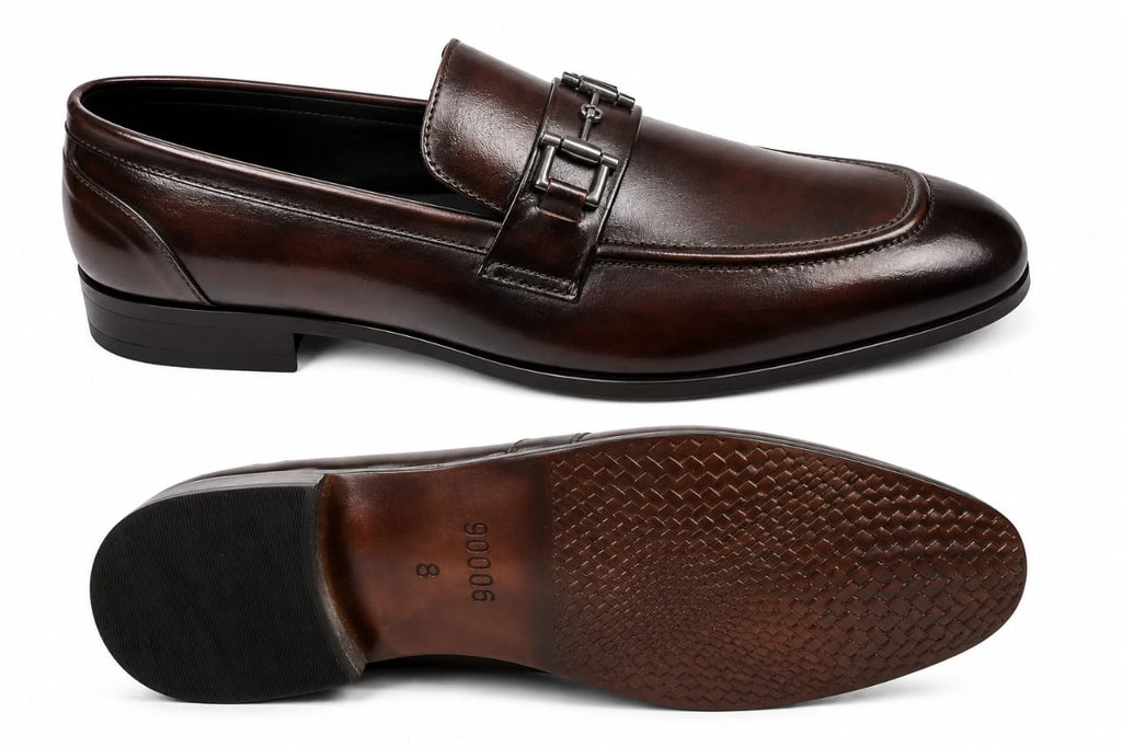 Premium Dark Brown Horsebit Leather Loafers – Handcrafted Formal Slip-On Shoes for Men