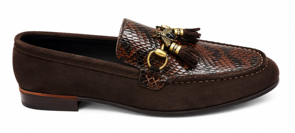 Luxury Bee Tassel Suede Loafers – Premium Handcrafted Slip-On Shoes for Men