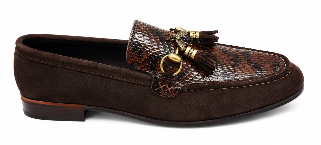 Luxury Bee Tassel Suede Loafers – Premium Handcrafted Slip-On Shoes for Men